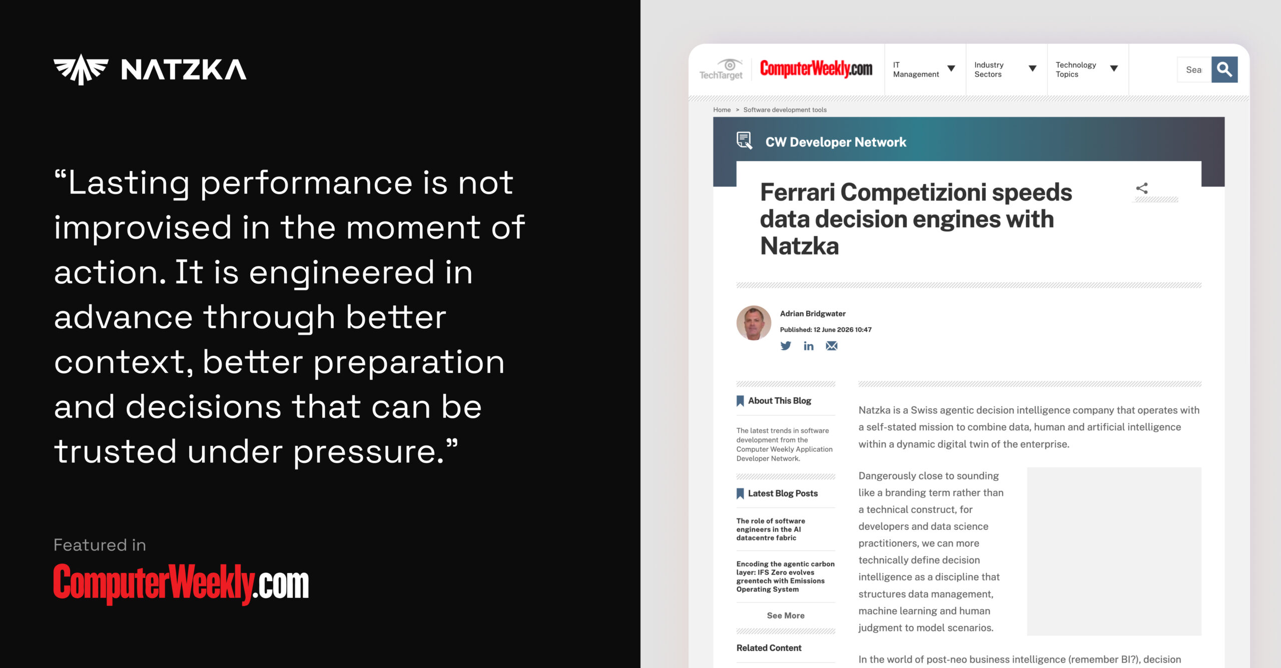 ComputerWeekly ha colto il punto: l’intelligenza decisionale è una disciplina